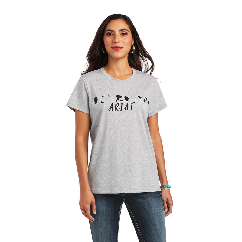 Camisetas Ariat Real Cow Pasture Gris Mujer - Chile 372-QOAVUS